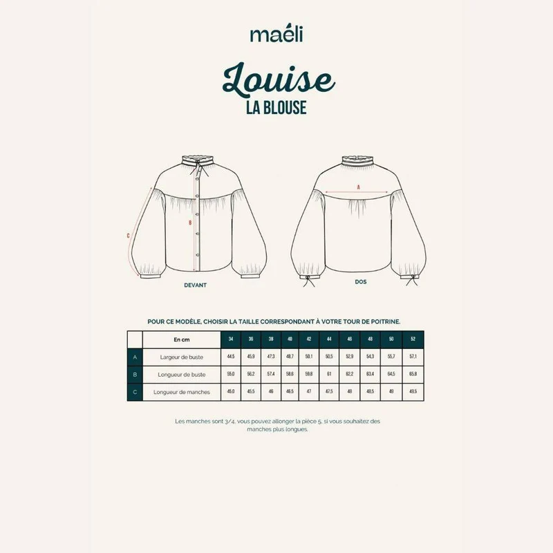 PATRON DE COUTURE PDF | Blouse & Robe Louise | Maéli Paris | BILINGUE (FR / EN)