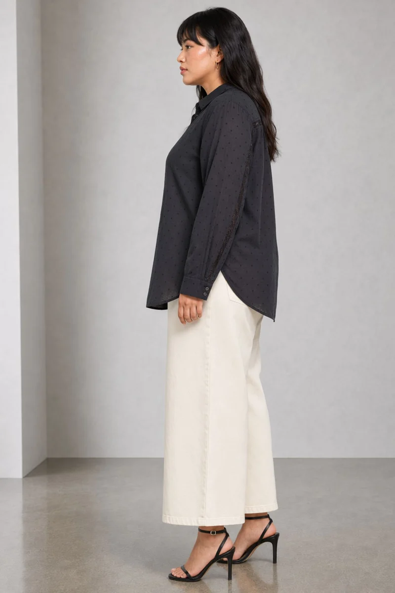 Nolin|Cotton Lace Insert Shirt