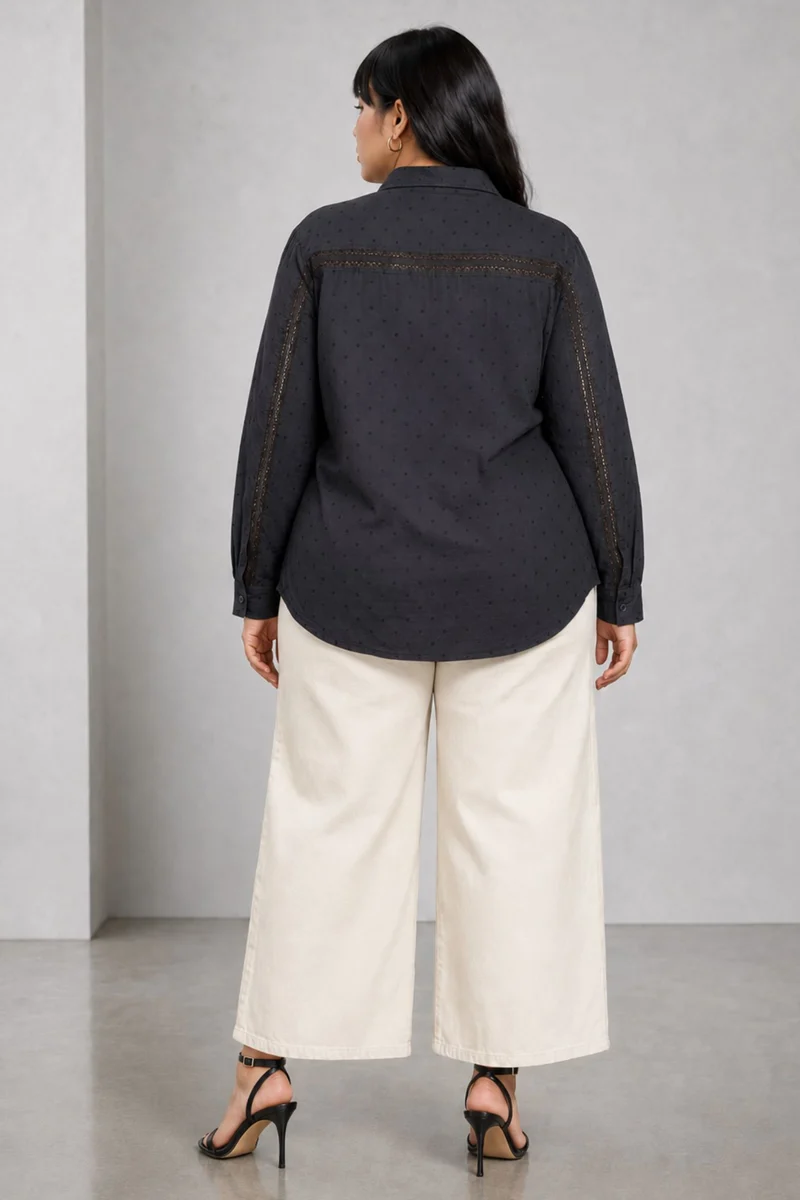Nolin|Cotton Lace Insert Shirt