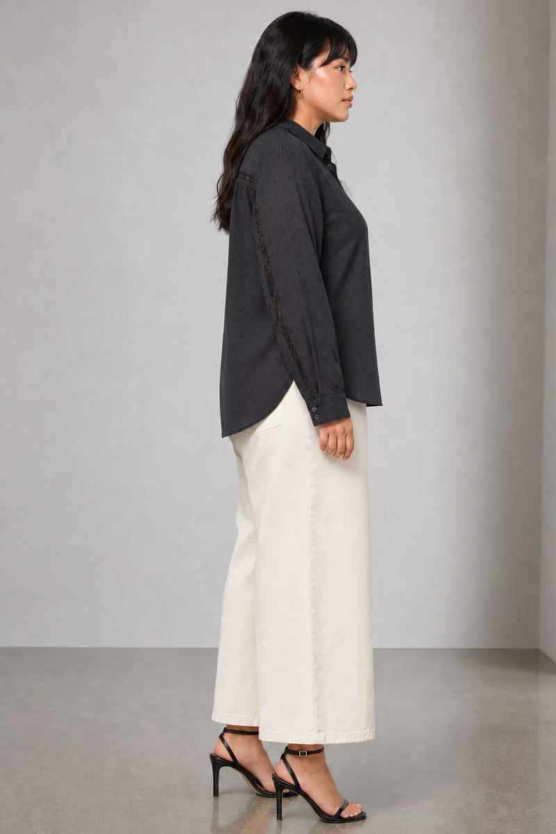 Nolin|Cotton Lace Insert Shirt