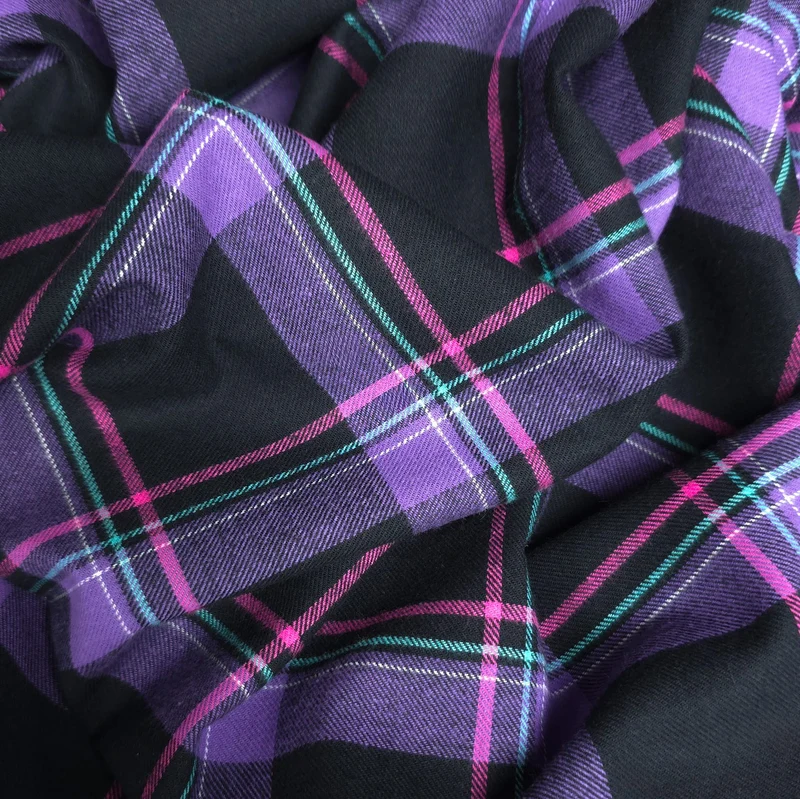 Flanelle de Coton Légère | Carreaux Multi Mauve