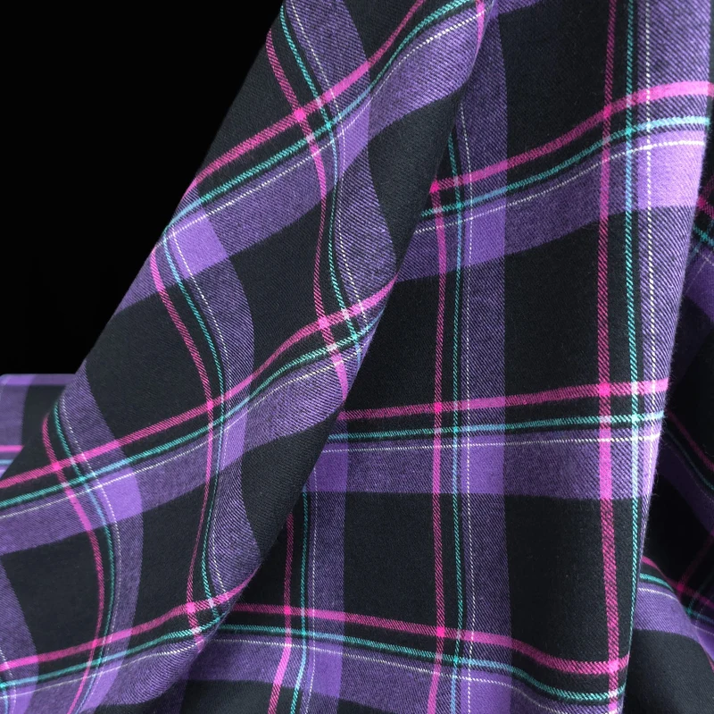 Flanelle de Coton Légère | Carreaux Multi Mauve