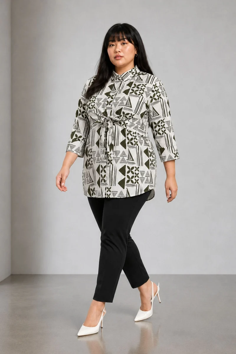 Arwen|Cotton Shirt With Tieup Panel