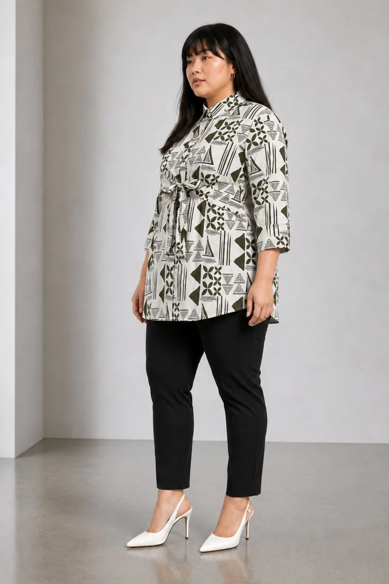 Arwen|Cotton Shirt With Tieup Panel