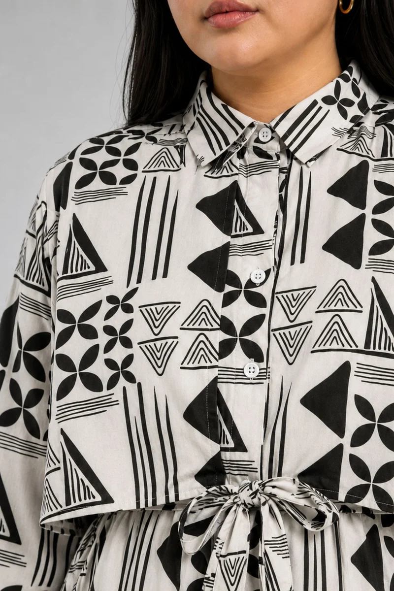 Arwen|Cotton Shirt With Tieup Panel