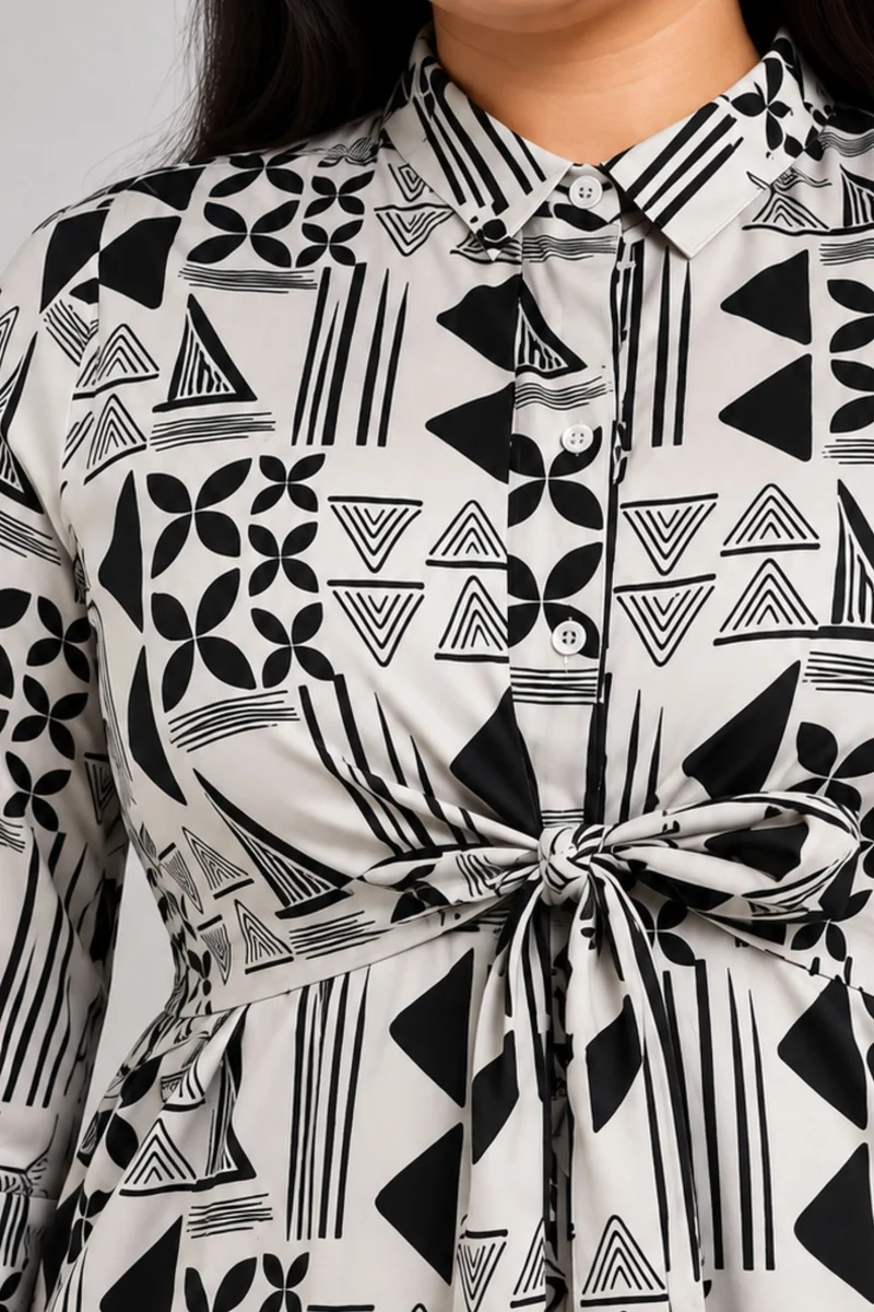 Arwen|Cotton Shirt With Tieup Panel