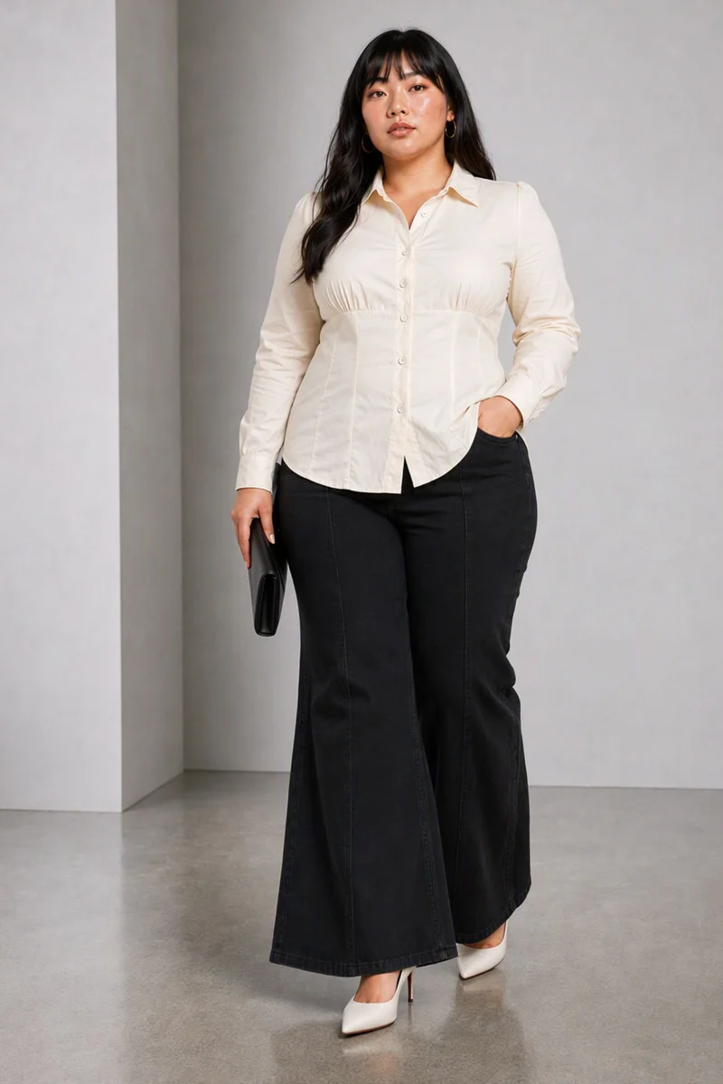 Wrena|Cotton Tailored Waist Cinch Shirt