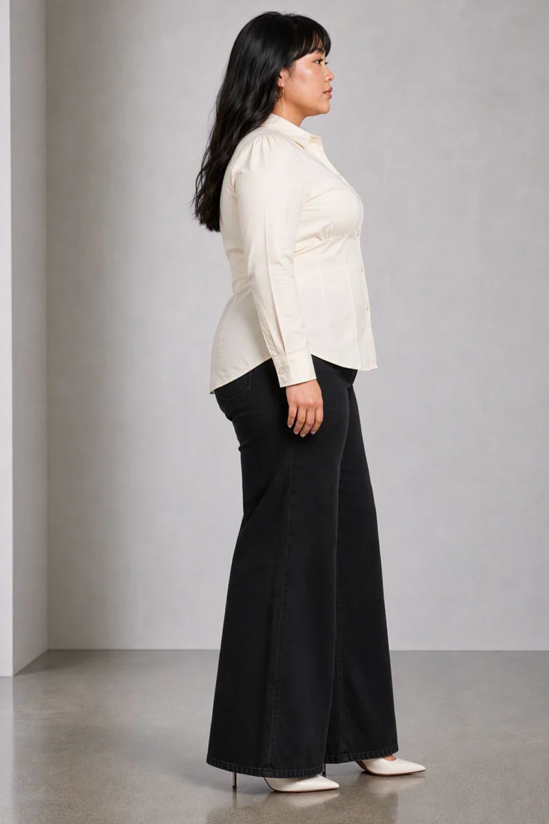 Wrena|Cotton Tailored Waist Cinch Shirt
