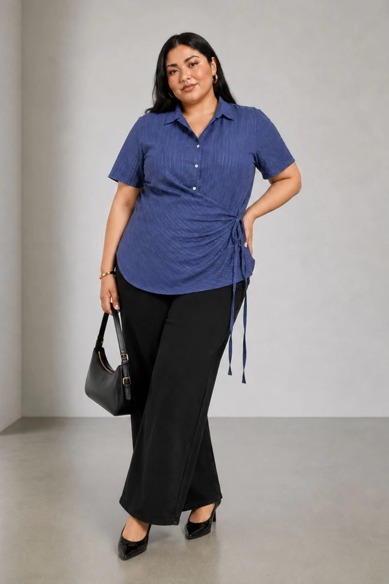 Luma|Cotton Tie Front Wrap Shirt