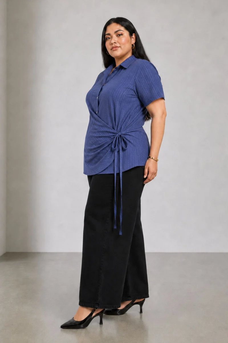 Luma|Cotton Tie Front Wrap Shirt