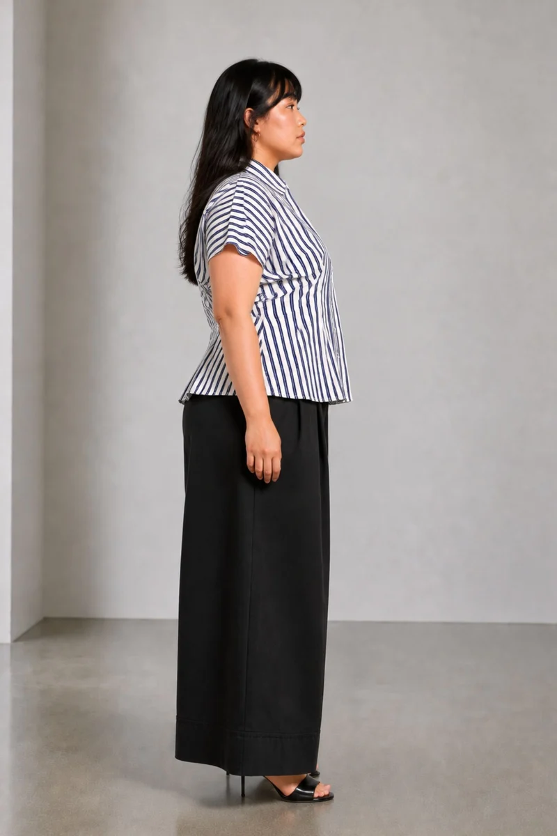 Cira|Cotton Pleated Striped Shirt