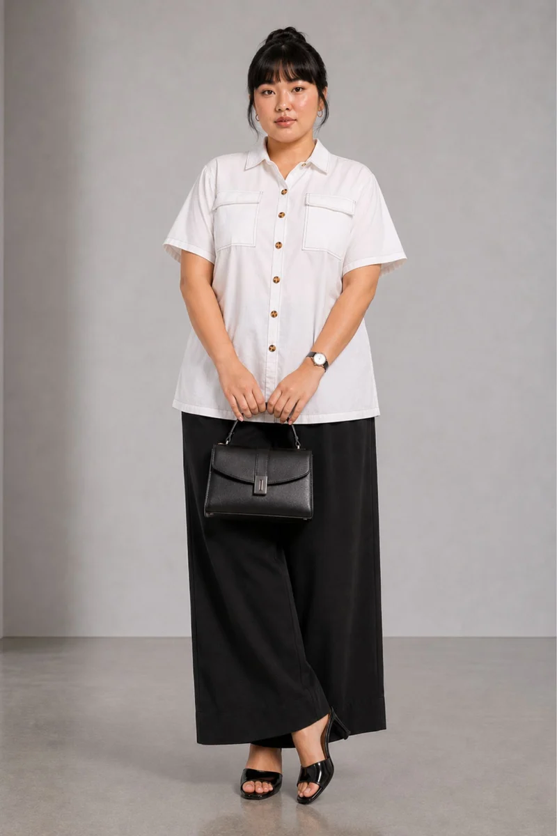 Talin|Linen Blend Contrast Stitch Shacket