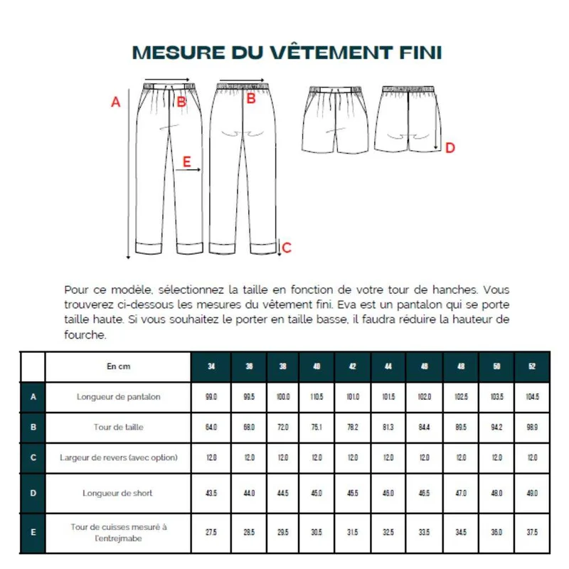 PATRON DE COUTURE PDF | Pantalon & Short Eva | Maéli Paris | FRANÇAIS SEULEMENT