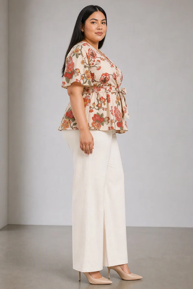 Nelia|Cotton Peplum Top With Tie Up