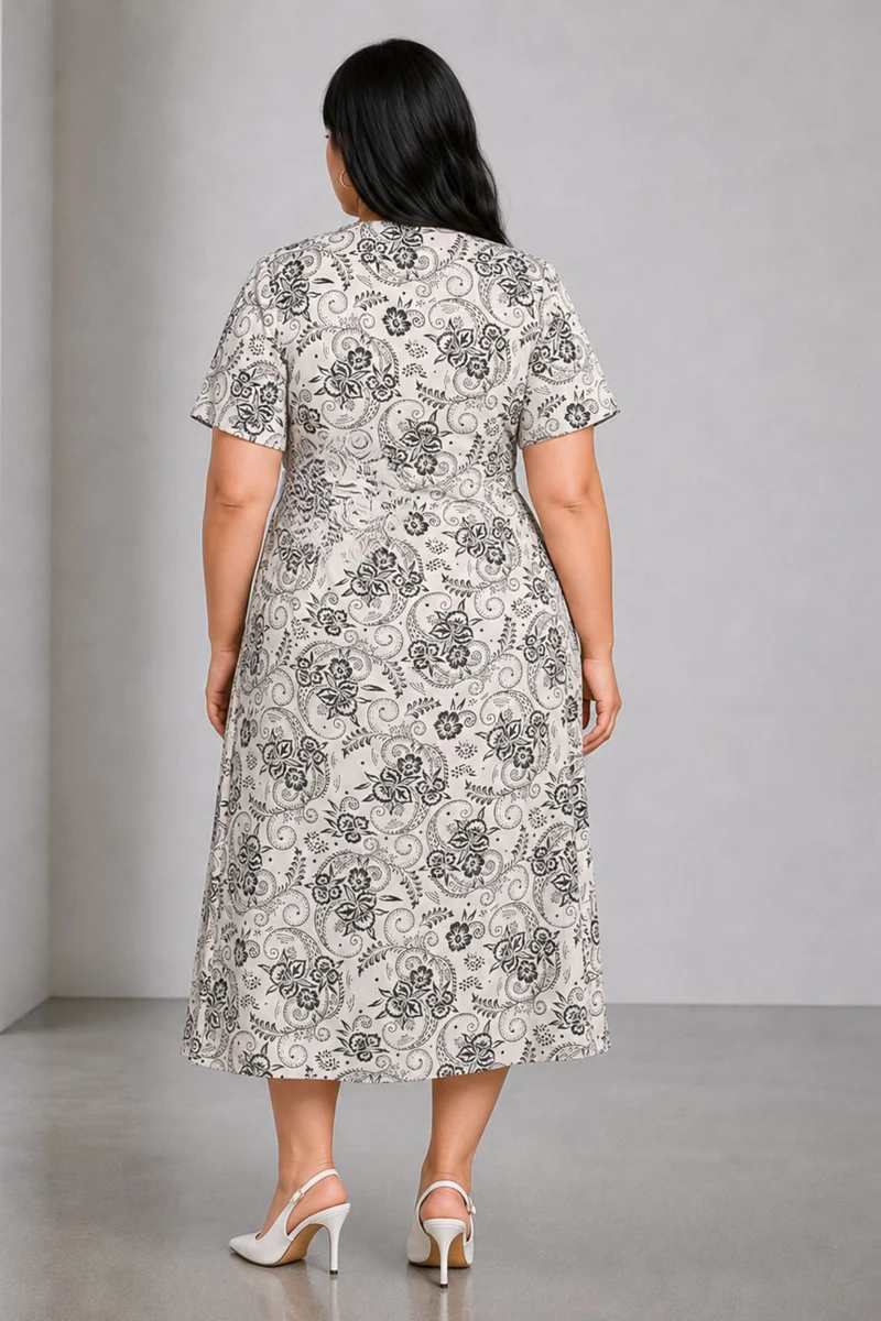 Vella|Cotton Printed Midi Wrap Dress