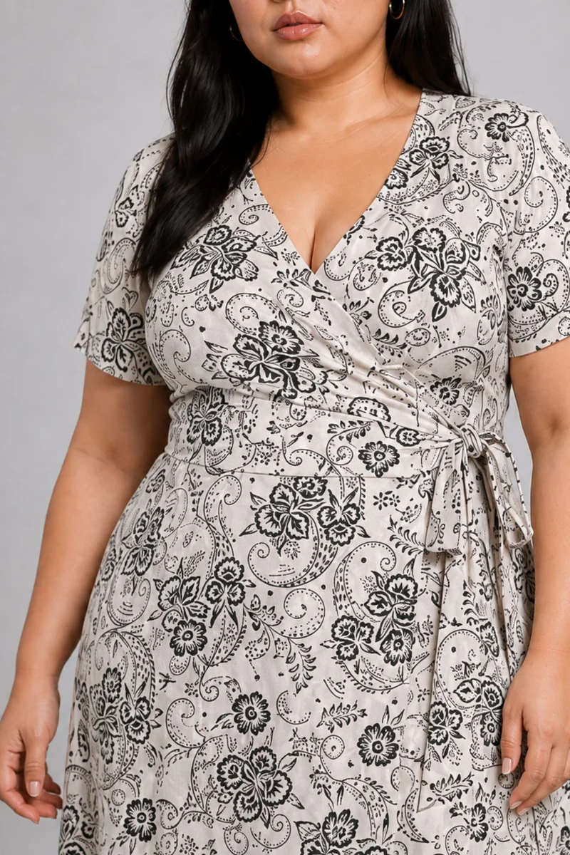 Vella|Cotton Printed Midi Wrap Dress