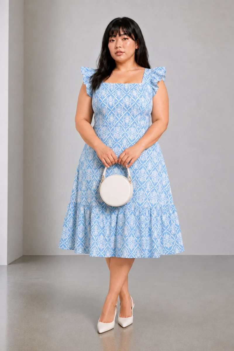 Anessa|Cotton Aline Tiered Midi Dress