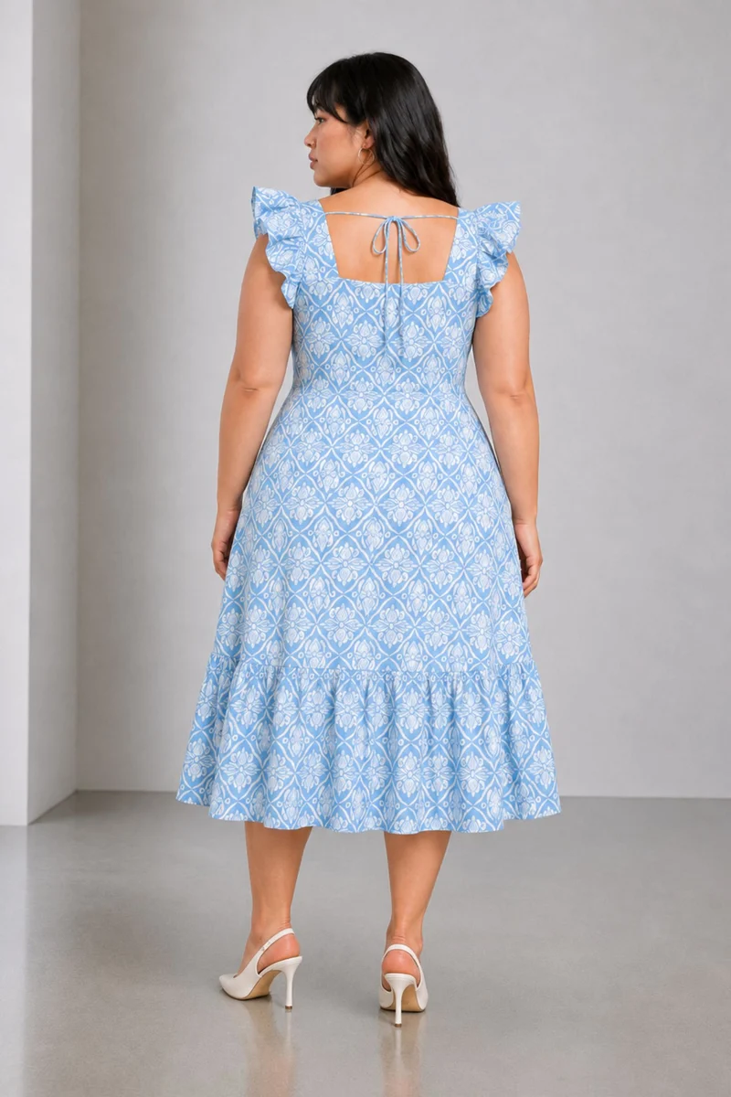 Anessa|Cotton Aline Tiered Midi Dress