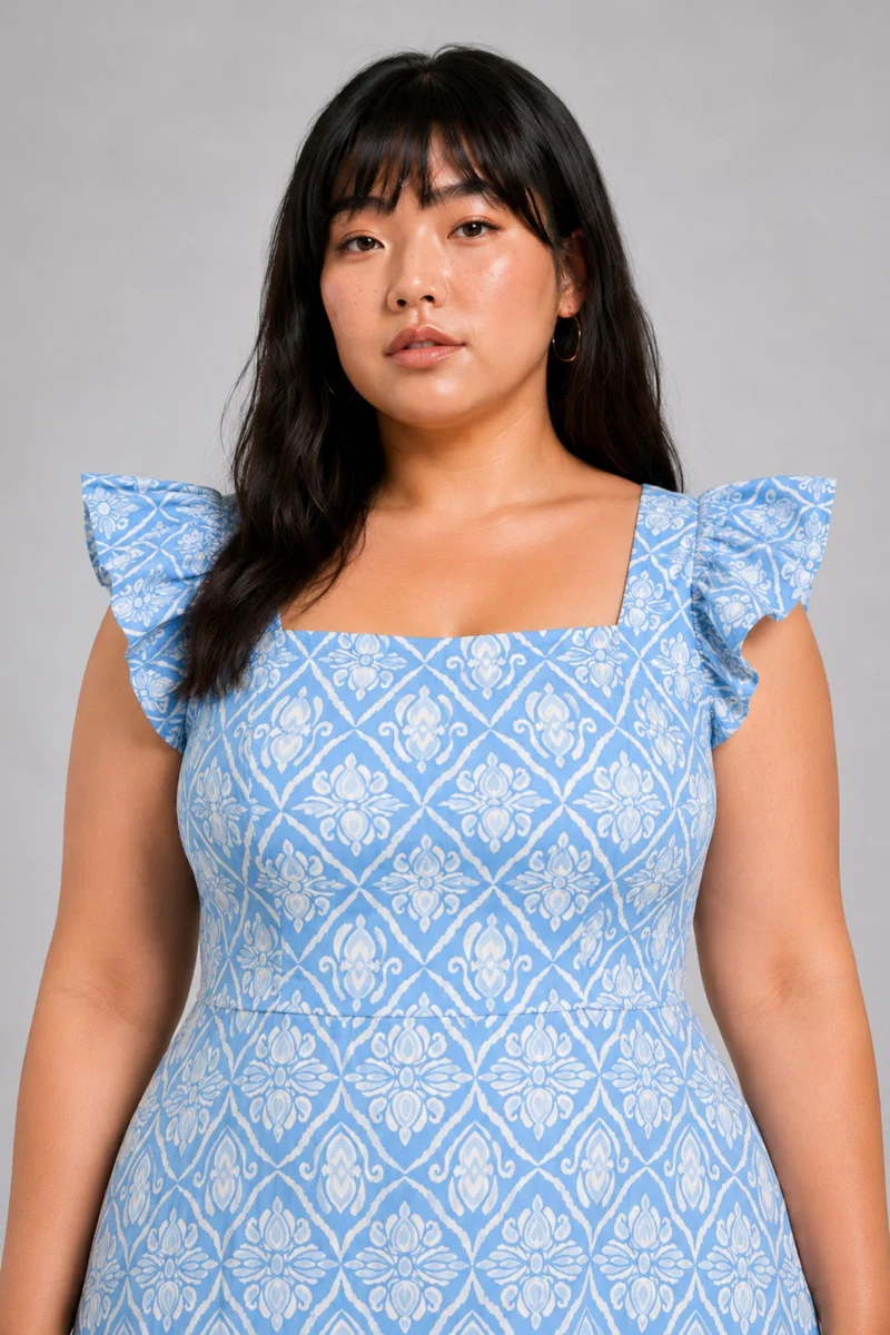 Anessa|Cotton Aline Tiered Midi Dress
