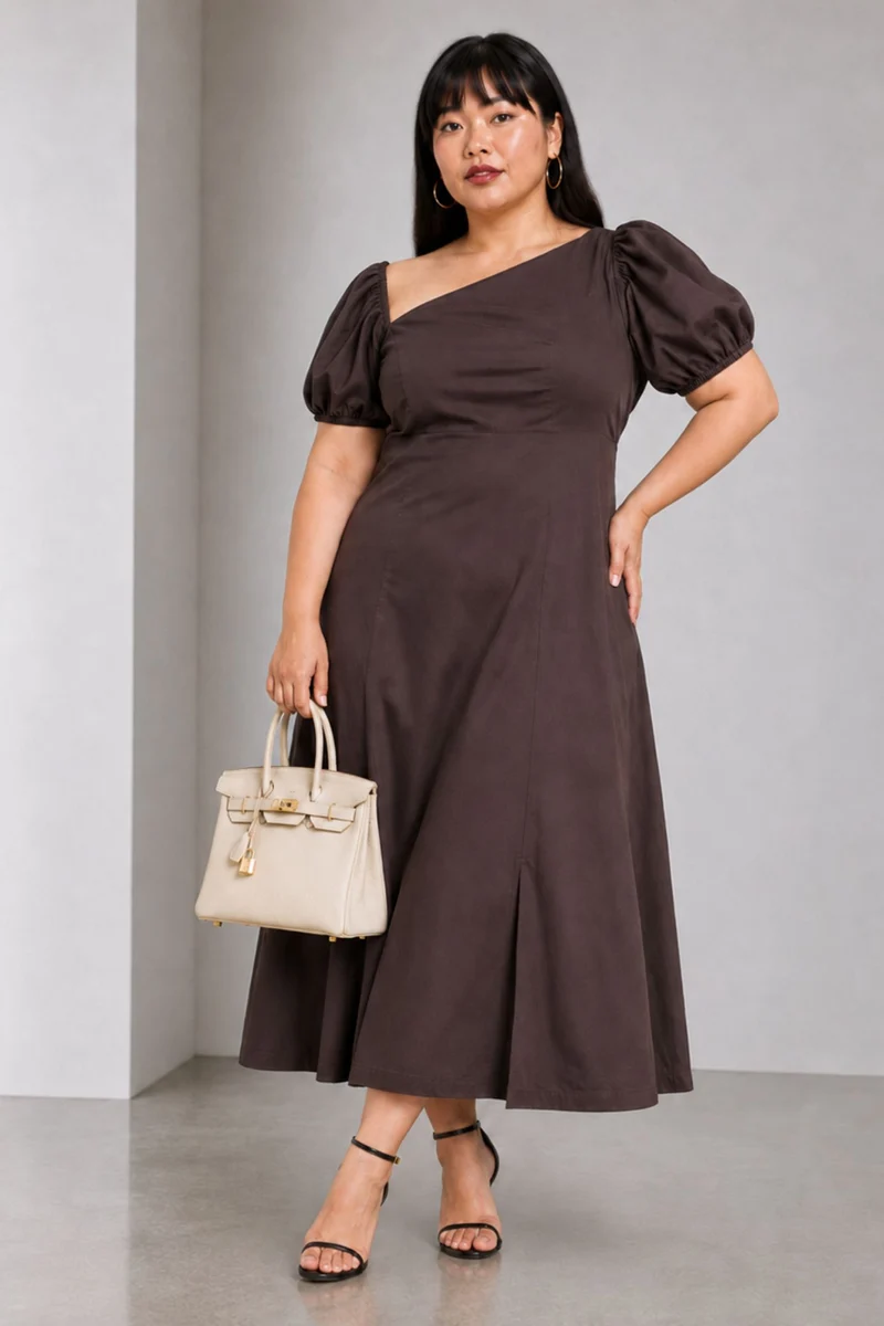Nerio|Cotton Asymmetrical Maxi Dress