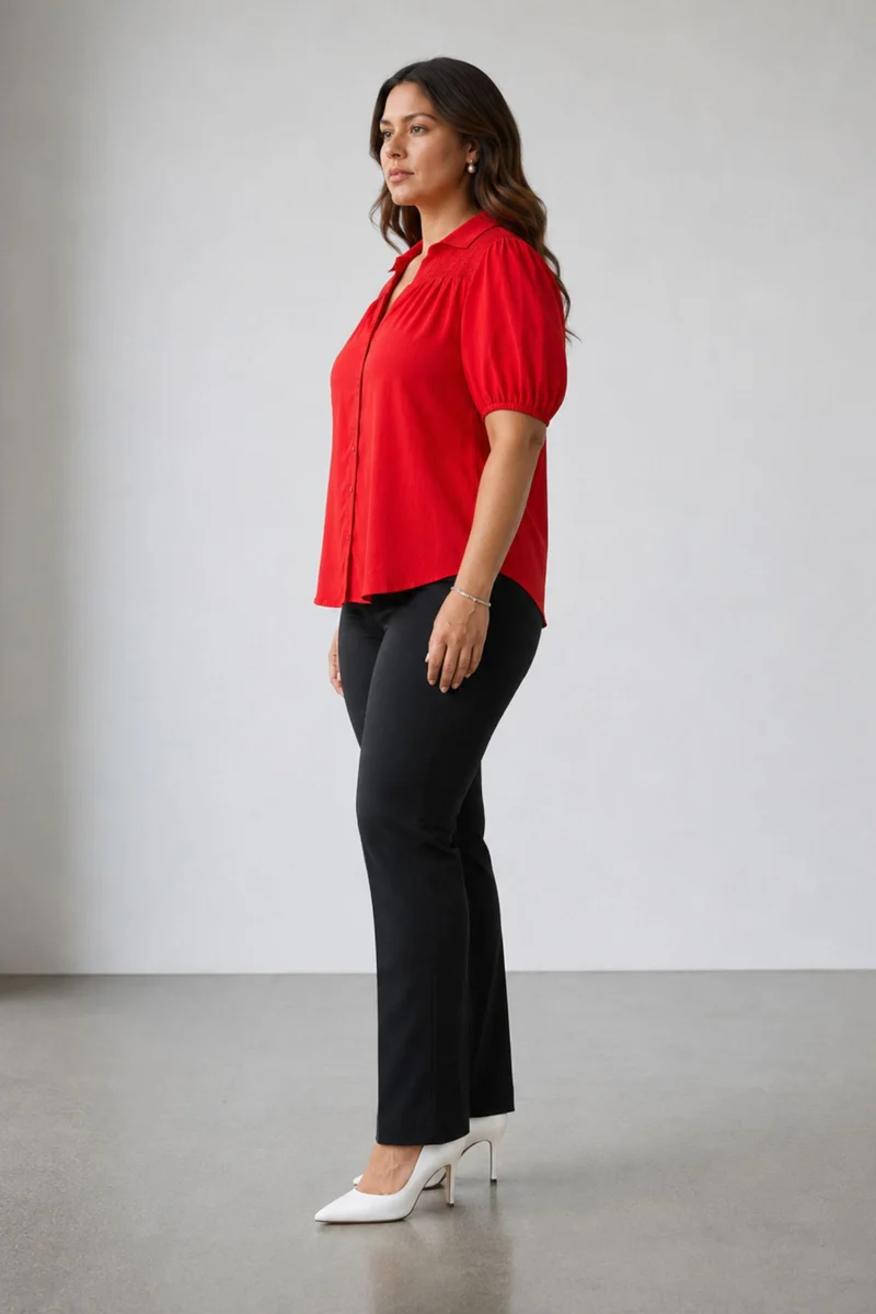 Elvina|100% Viscose Smocked Yoke Shirt