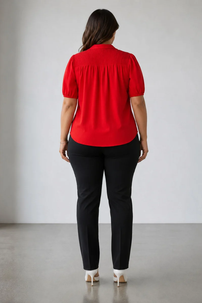 Elvina|100% Viscose Smocked Yoke Shirt