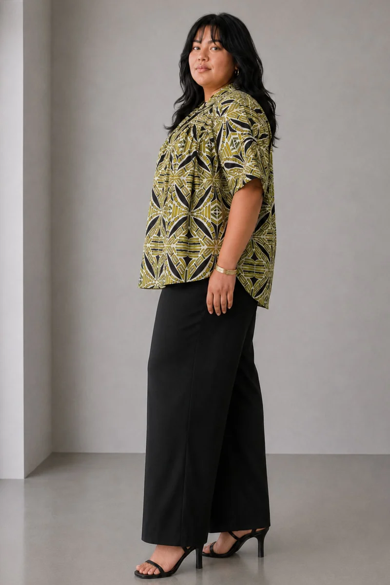 Avelis|Cotton Relaxed Fit Gathered Shirt