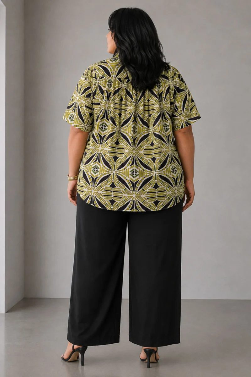 Avelis|Cotton Relaxed Fit Gathered Shirt