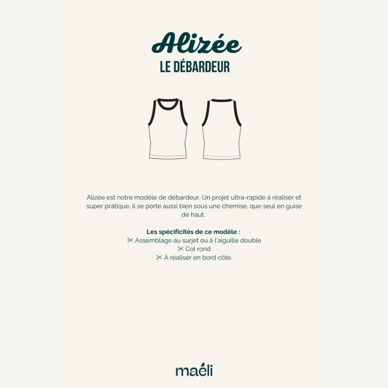 PATRON DE COUTURE PDF | Débardeur Alizée | Maéli Paris | FRANÇAIS SEULEMENT | A4 SEULEMENT