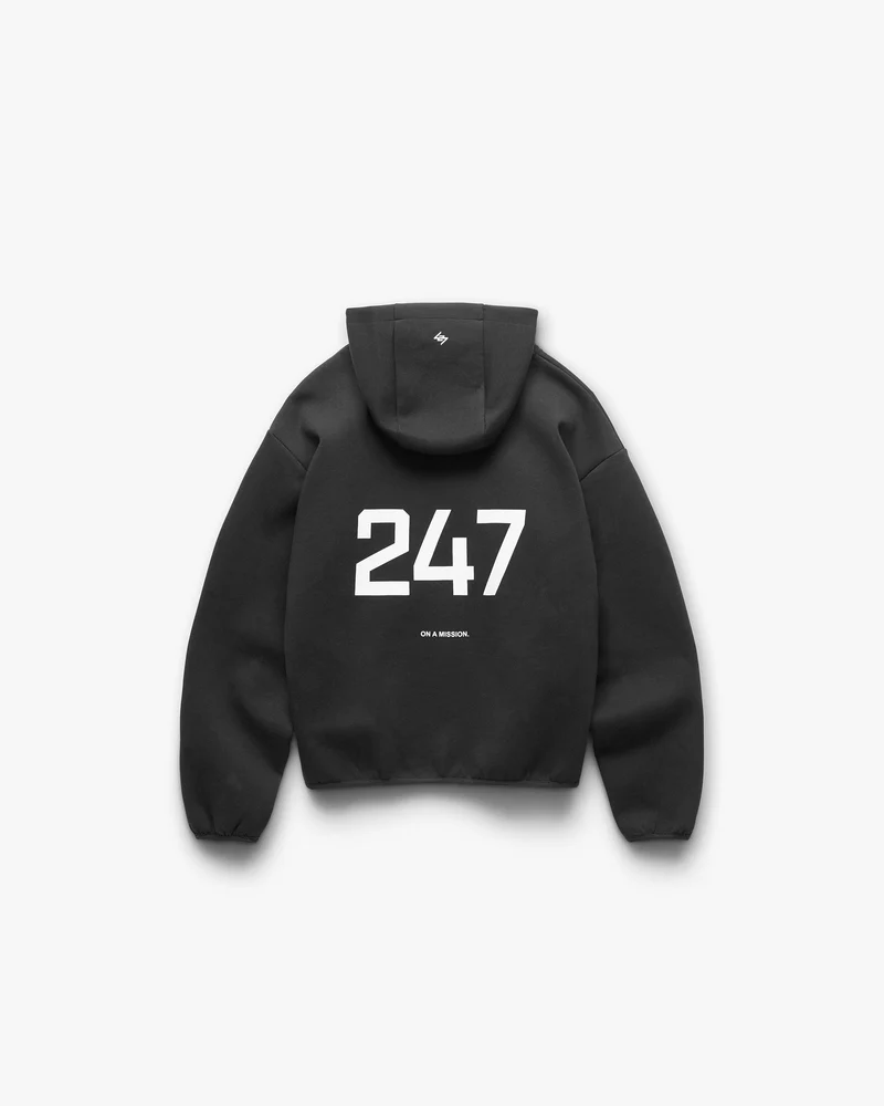 247 Form Zip Hoodie - Jet Black