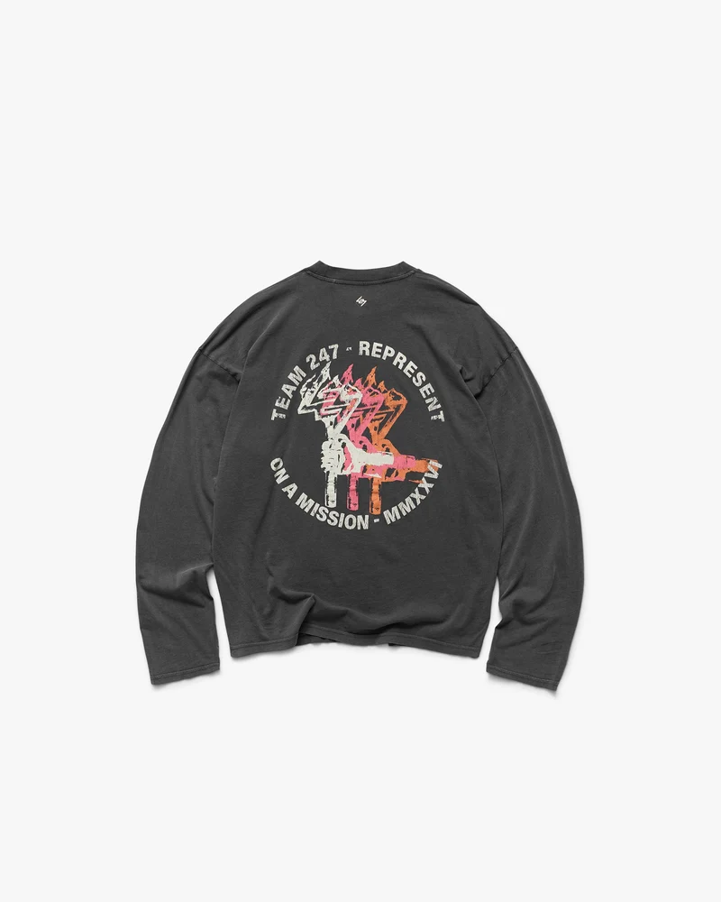 247 Torch Boxy Long Sleeve T-Shirt - Washed Black