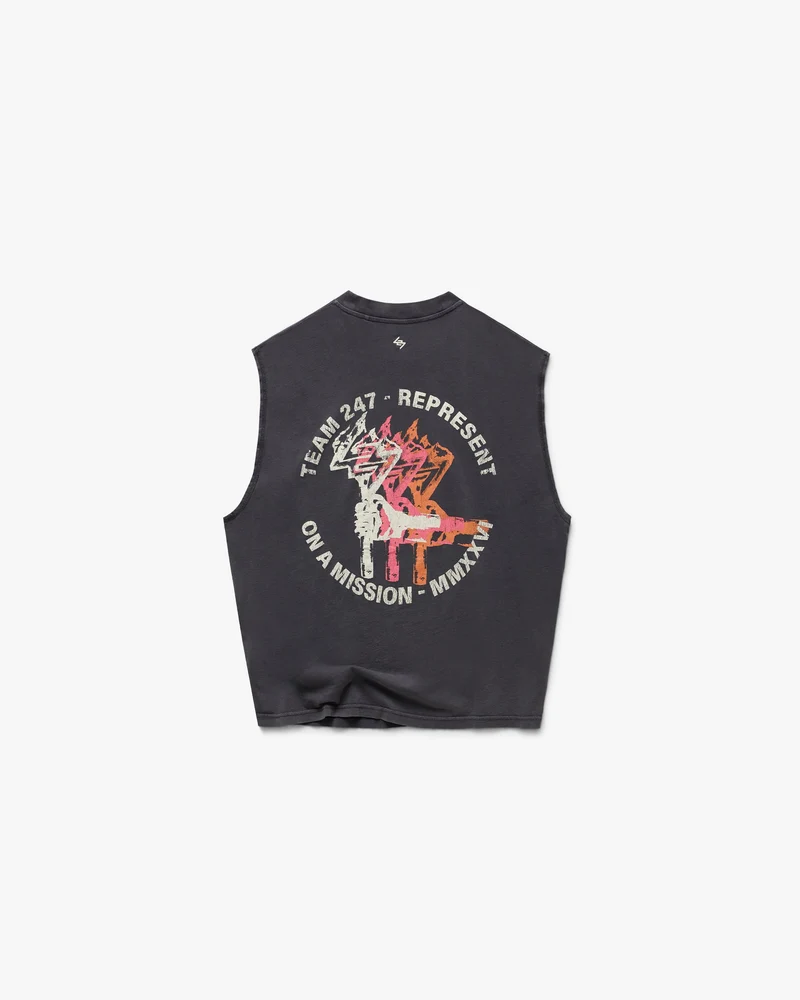 247 Torch Boxy Tank - Washed Black