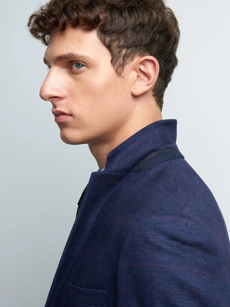 Veste coordonnable extra slim à carreaux