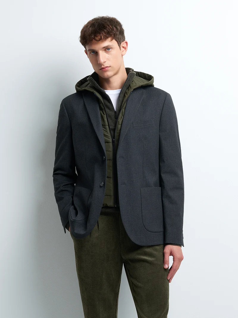 Veste slim doublure à capuche