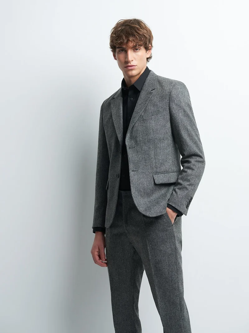 Veste coordonnable slim en laine mélangé