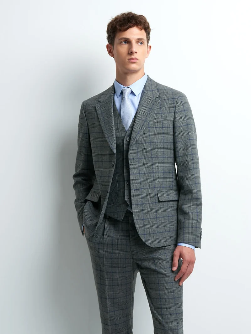 Veste coordonnable slim à carreaux