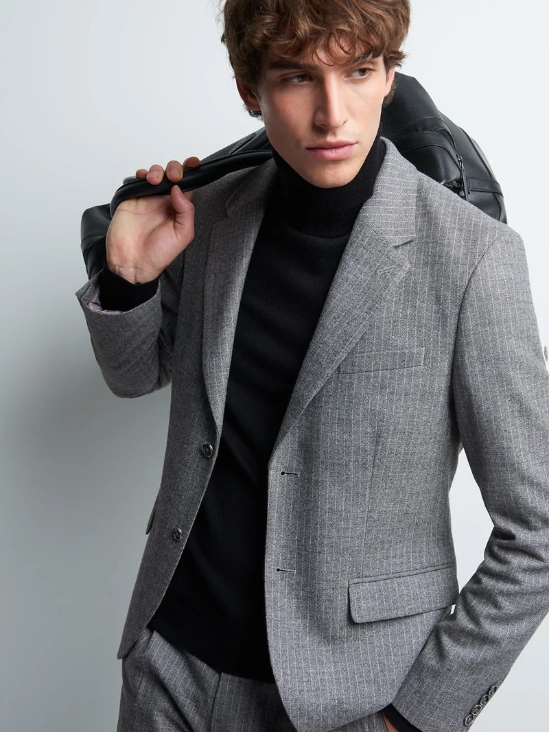 Veste coordonnable slim stretch rayé