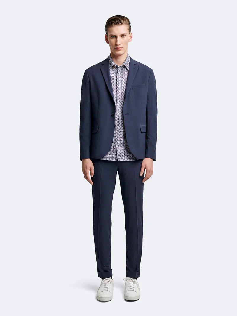 Veste de costume stretch en seersucker