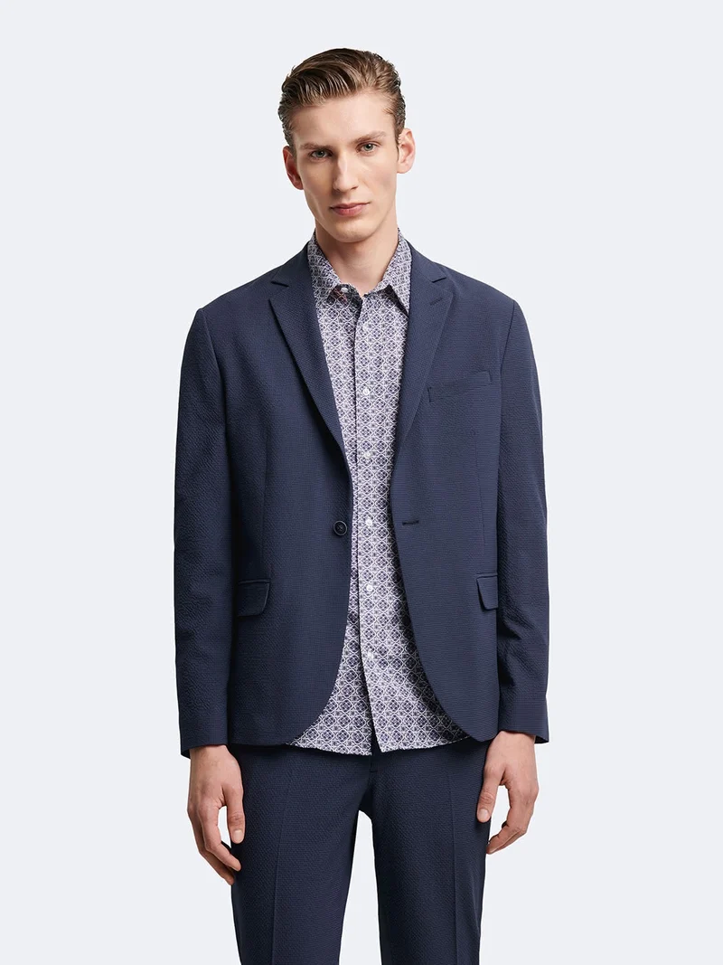 Veste de costume stretch en seersucker