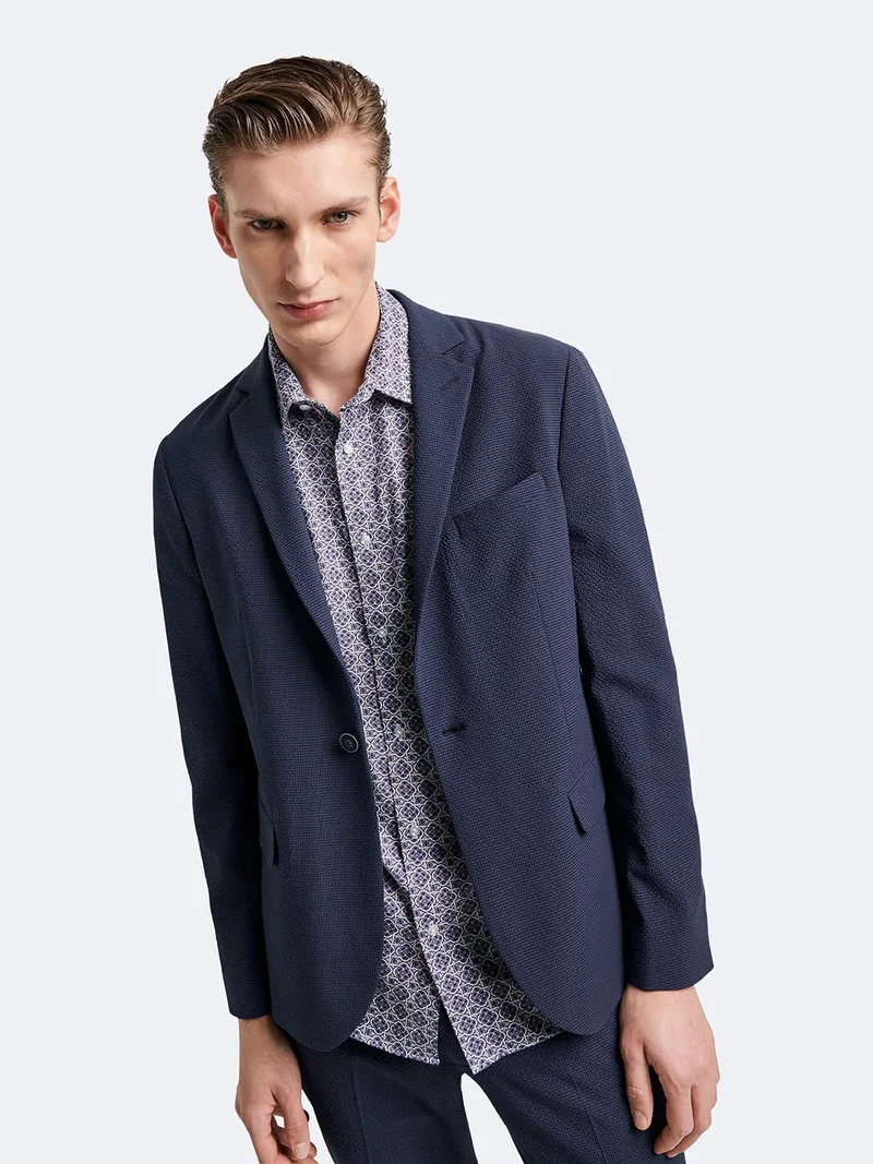 Veste de costume stretch en seersucker