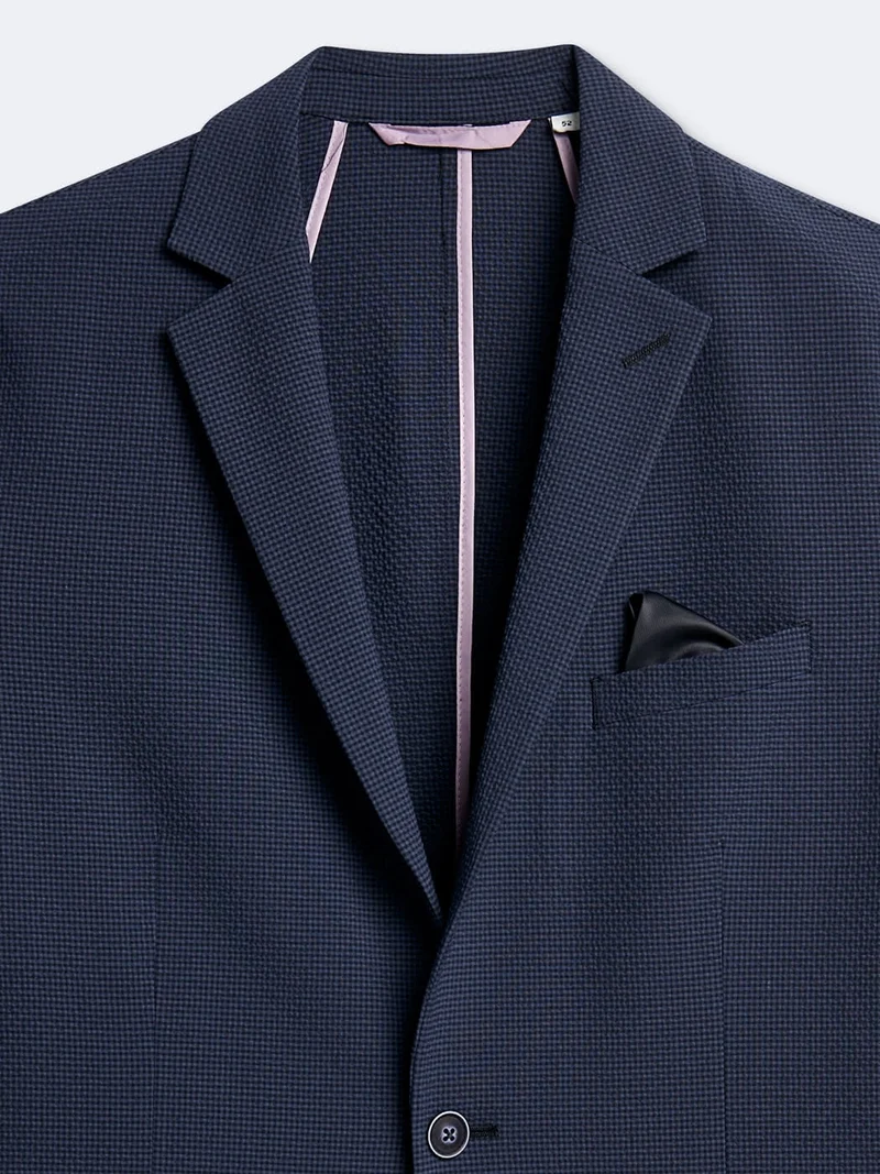 Veste de costume stretch en seersucker