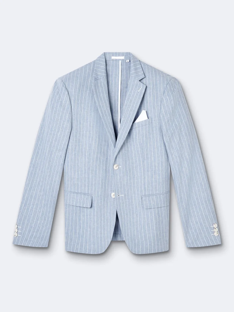 Veste de costume en lin mélangé rayé