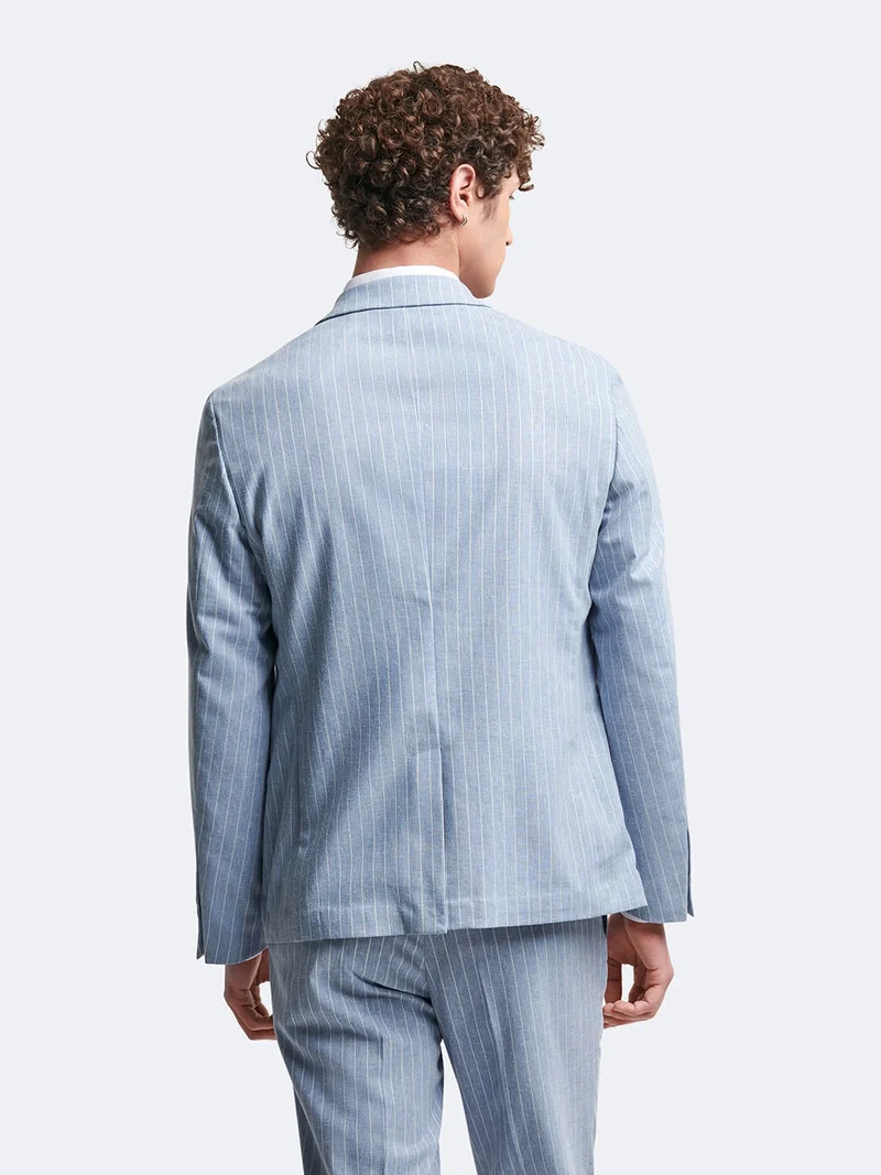 Veste de costume en lin mélangé rayé