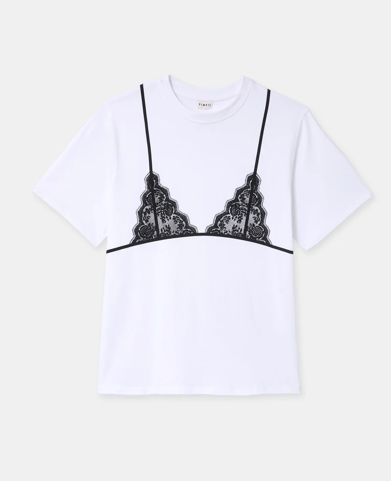 T-shirt oversize avec print soutien-gorge devant