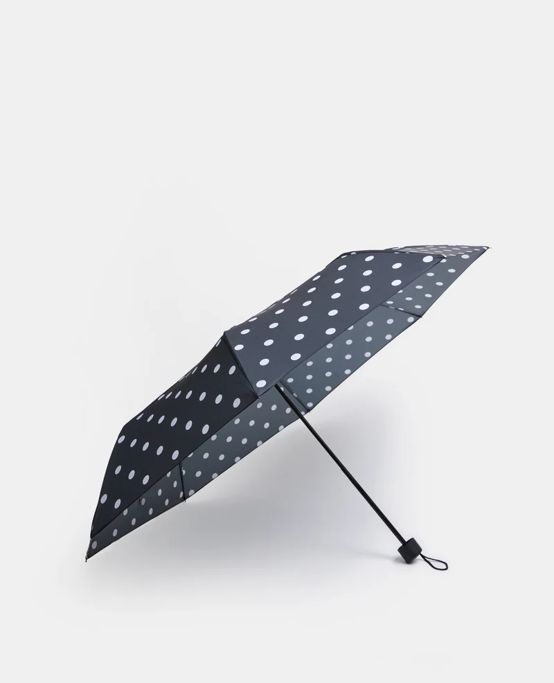 Parapluie rétractable motif pois avec housse