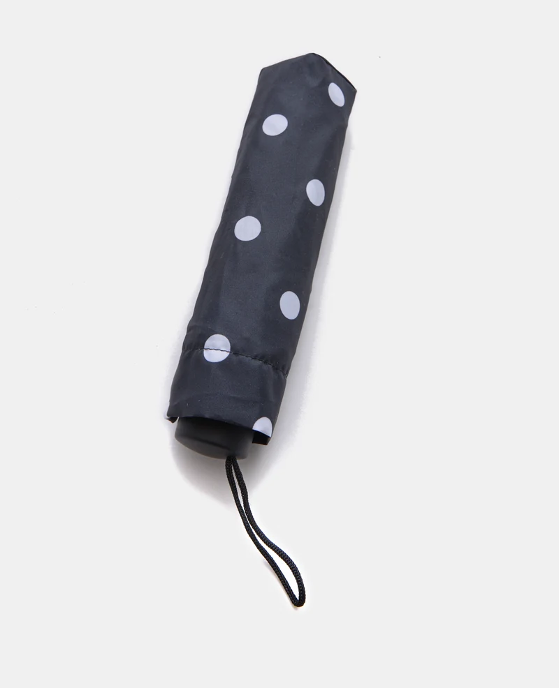 Parapluie rétractable motif pois avec housse