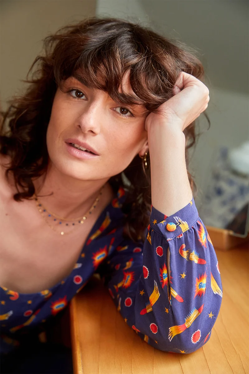 Blouse Bohémienne Rocket Lipstick Bleu