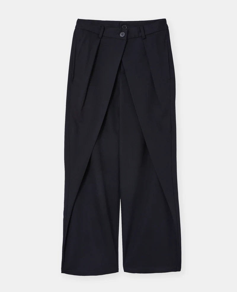 Pantalon city avec plis et pinces effet superposition