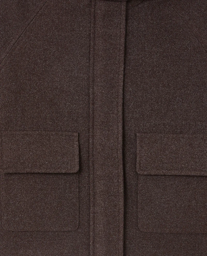 Manteau court drap de laine avec col montant