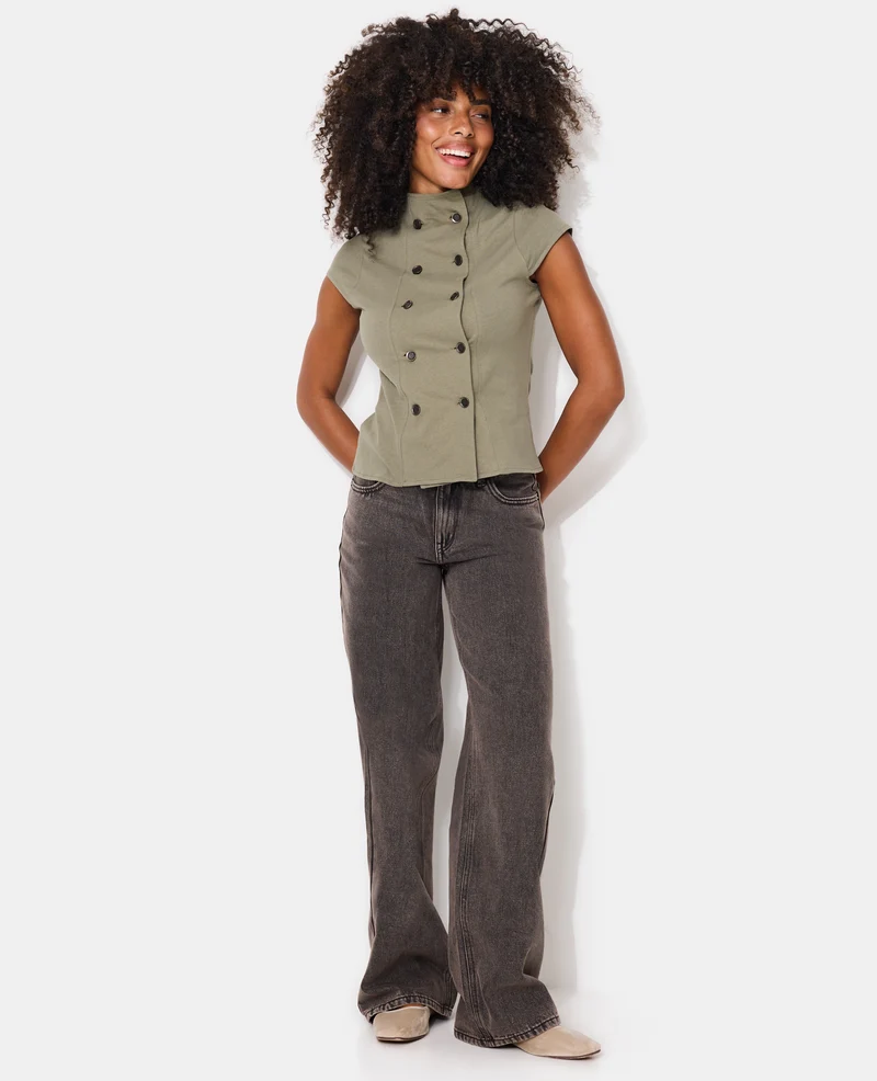 T-shirt double boutonnage esprit officier